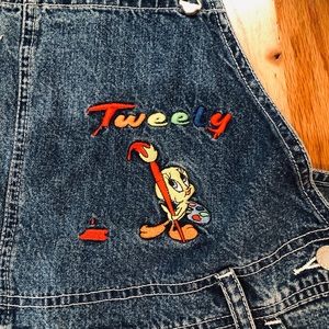 Tweety Bird Woman denim overalls shorts oversized